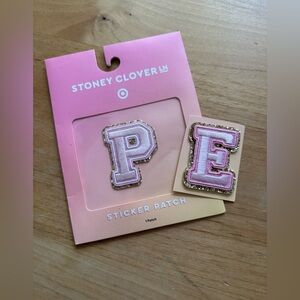 NEW Stoney Clover Lane Pink Glitter Sticker Patch Set “P” and “E”